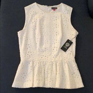 Vince Camuto Eyelet Peplum Top